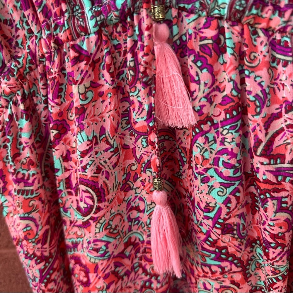 Boho Maxi Dress | Coverup Womens L Colorful Paisley Floral - Picture 5 of 9
